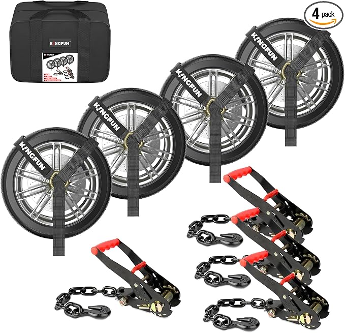 Kingfun Car Tie Down Straps for Trailers 4 Pack Lasso Straps by Kingfun