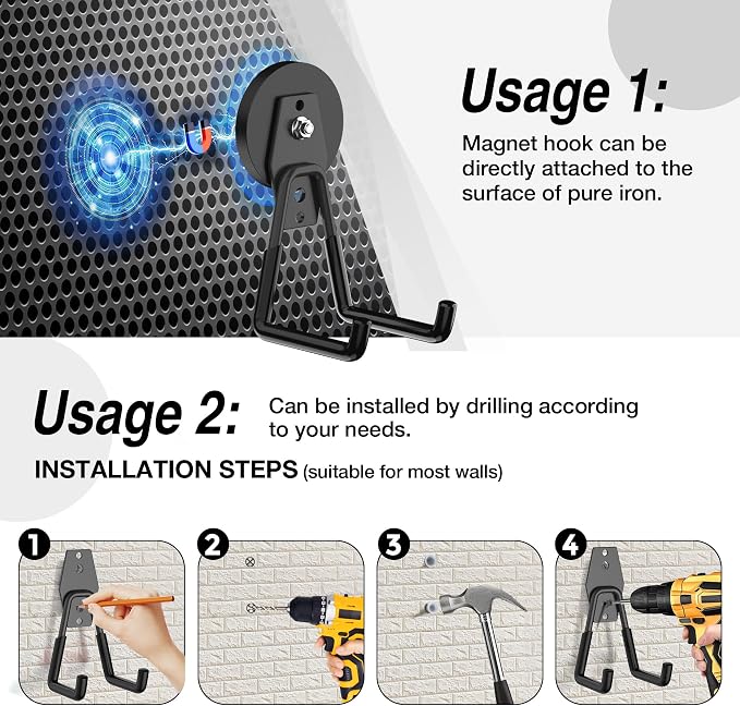 3Pcs Heavy Duty Storage Magnetic Utility Hooks Large Garage Strong Extra Magnet - Image 7