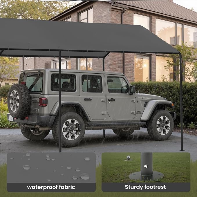 GOJOOASIS 10x20 Carport Heavy Duty Portable Garage Shelter Metal Car Canopy Tent - Image 3
