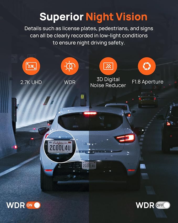 70mai 2.7K Dash Cam Front and Rear A500S, Dual Dash Camera - Image 4