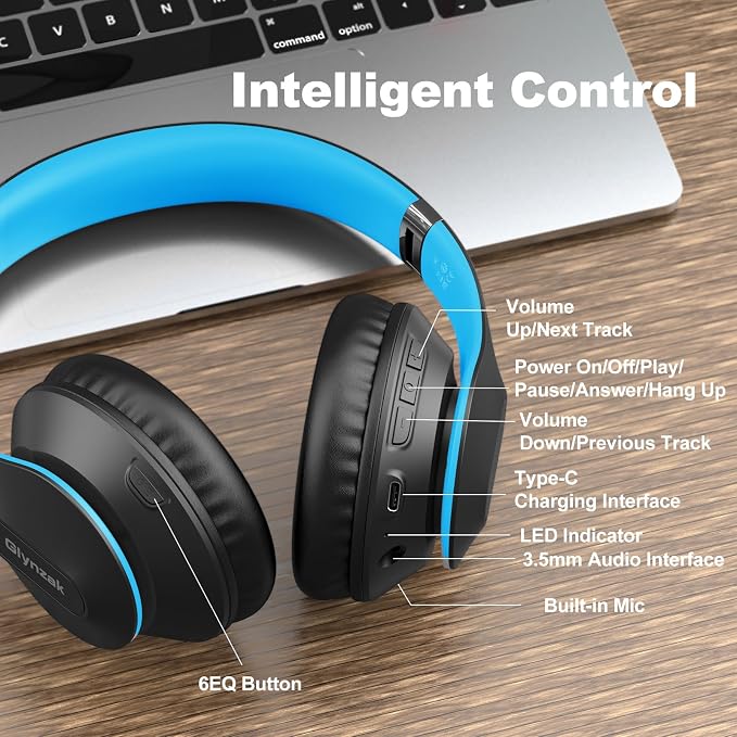Wireless Bluetooth Headphones Over Ear, 65H Playtime HiFi Stereo Headset - Image 7