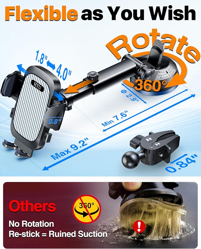 HTU 2025 Best Car Phone Holder 【Ultimate 5-in-1 & Upgraded 100+LBS Strongest - Image 4
