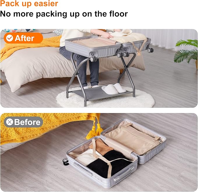 Heybly Luggage Rack, Steel Folding Suitcase Stand - Image 5