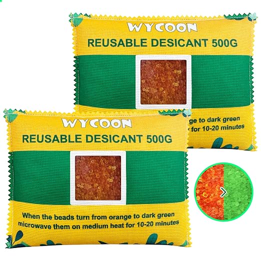 Rechargeable Desiccant Pack 2 x 500g, Moisture Absorber by WYCOON