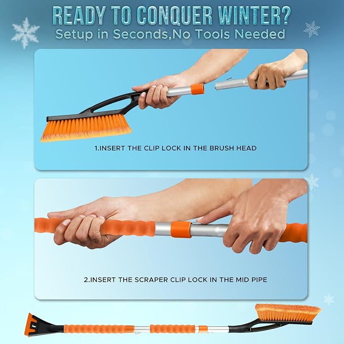EcoNour 43" Ice Scrapers for Car Windshield Extendable | 3 Parts Detachable - Image 6