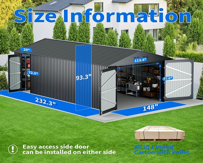 20x13 Metal Shed, Metal Garage Building - Image 5