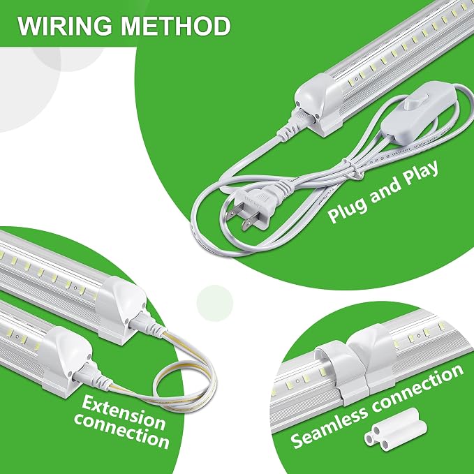 4Pack 8FT LED Shop Light Garage Lights, 100W 6000K 15000LM White Light - Image 4