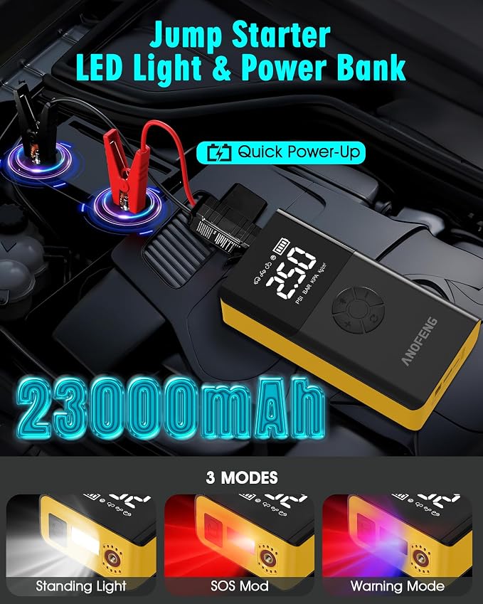Portable Car Jump Starter with Air Compressor, 4000A 150PSI 12V Car Battery - Image 5