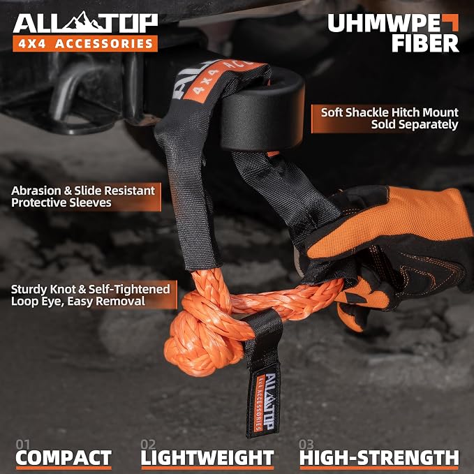 ALL-TOP Synthetic Soft Shackle Rope 3/4in x 24in UHMWPE Recovery Tow Shackles - Image 4