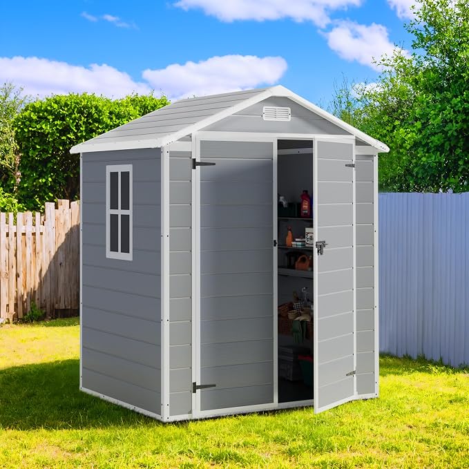 Greesum Outdoor Storage Shed 6X4FT All-Weather Resin Tool Room - Image 3