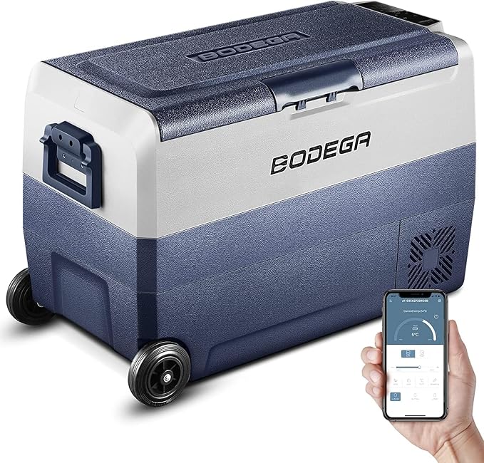 BODEGACOOLER 12 Volt Car Refrigerator, 53 Quart Portable Freezer, Dual Zone Car by BODEGA