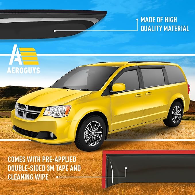 Extra Durable Window Deflectors Tape-On Window Visors Rain Guards Fit - Image 6