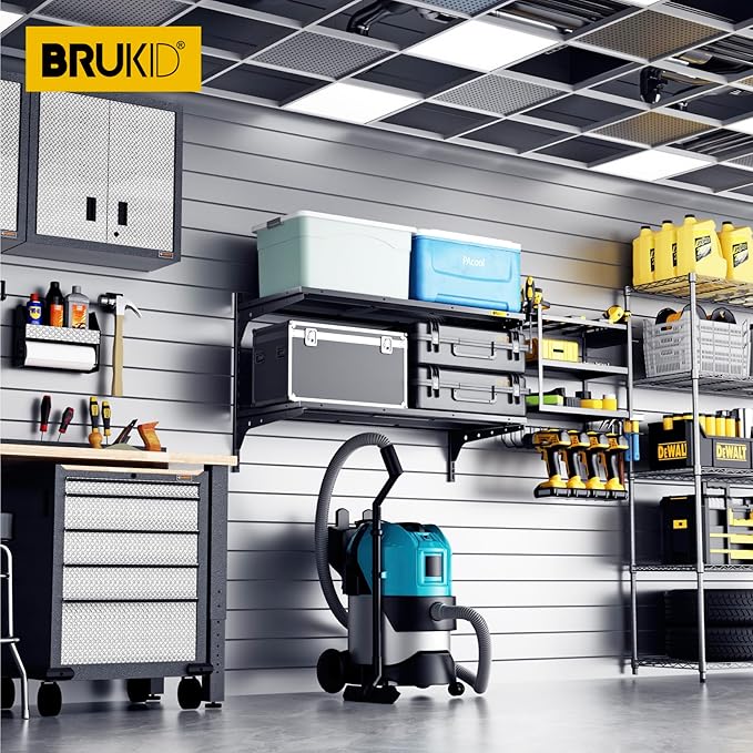 2 Tier 1.3x3ft Garage Shelving Wall Mounted, 400 lbs Load Capacity, 15.6x36inch - Image 2