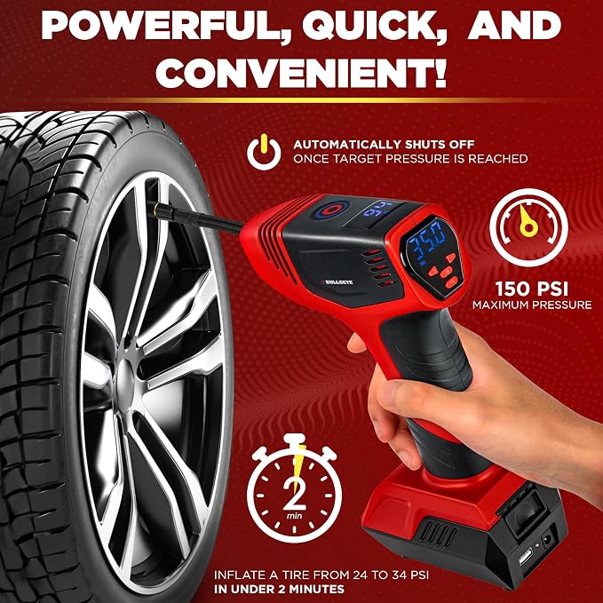 Bullseye Pro Automatic Digital Tire Inflator 150 PSI Max w/Gauge Display Screen - Image 2