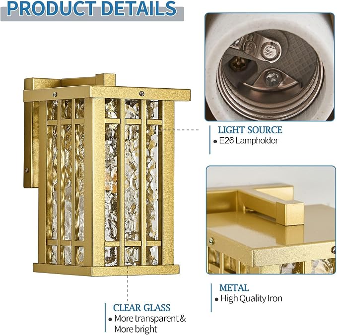 Outdoor Wall Light E26 Base Metal Frame - Image 3