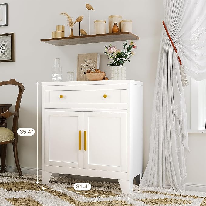 Metal Sideboard Cabinet with Big Drawers, Farmhouse Coffee Bar with One - Image 6