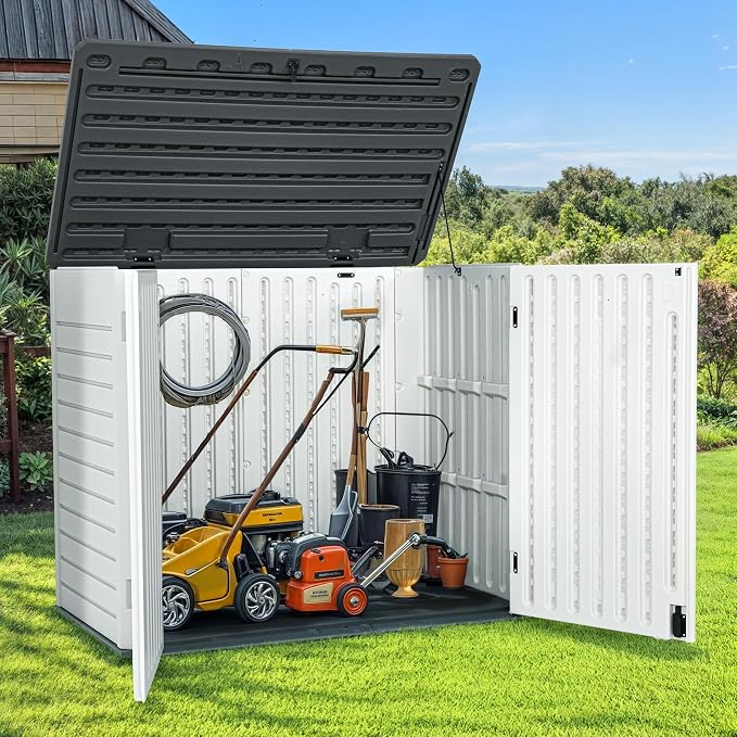 GOOBED Horizontal Shed with Padlock Latch, Outdoor Storage Shed - Image 2