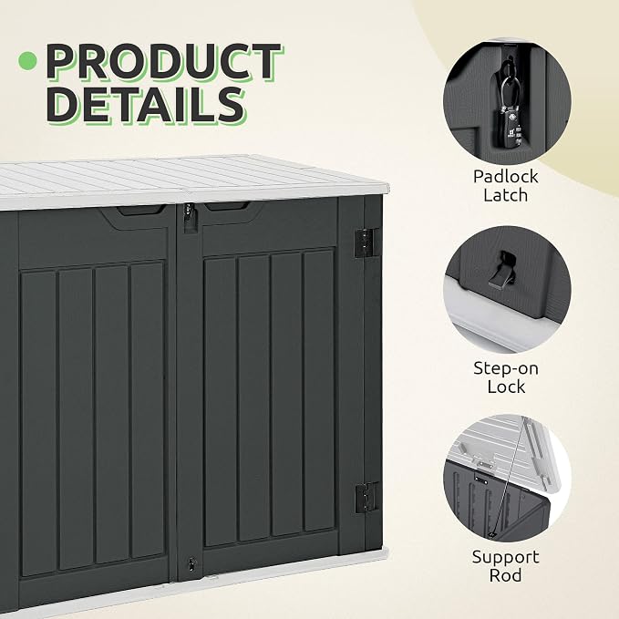 GOOBED Horizontal Shed with Padlock Latch, Outdoor Storage Shed - Image 7