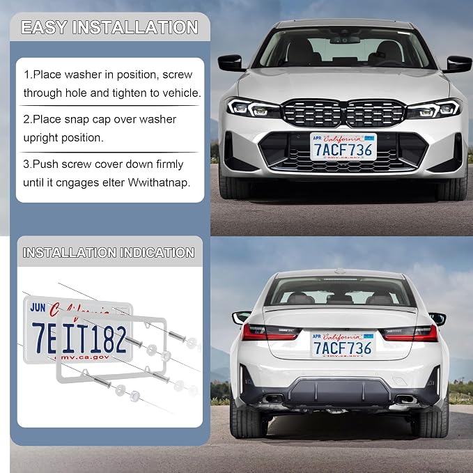 LivTee 4 Holes Stainless Steel License Plate Frames, Automotive Exterior - Image 5