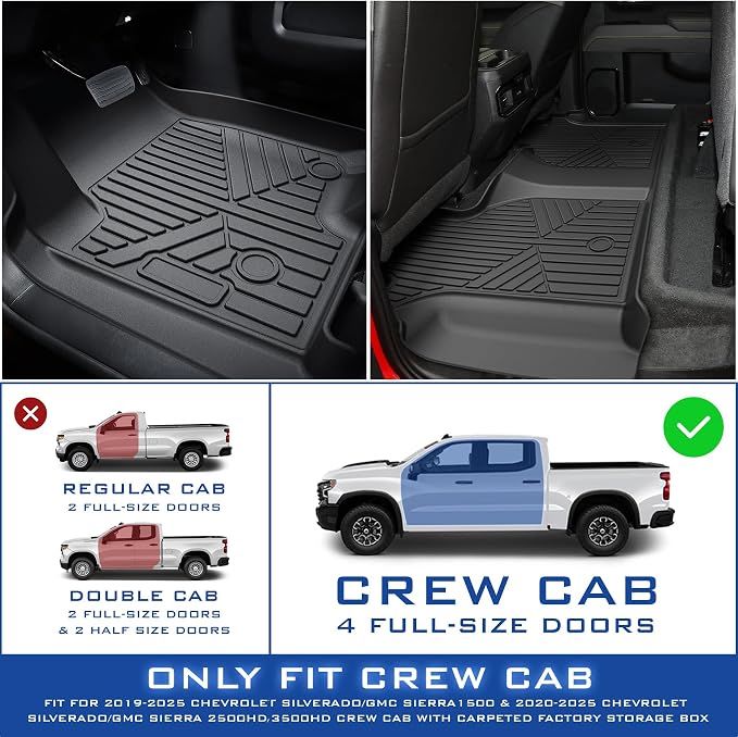 Floor Mats for 2019-2024 2025 Chevy Silverado 1500/GMC Sierra 1500 & 2020-2025 - Image 3
