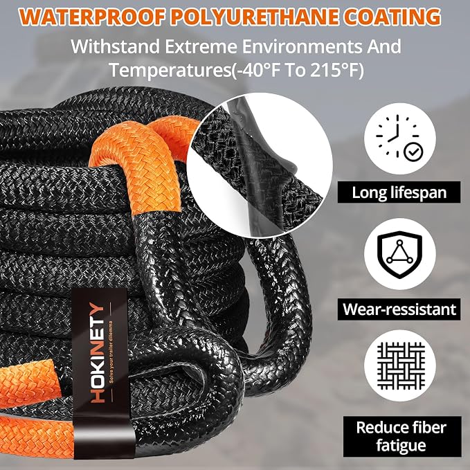 Kinetic Recovery Tow Rope: 1.26" x 30ft 55000LBS Snatch Strap - Image 5