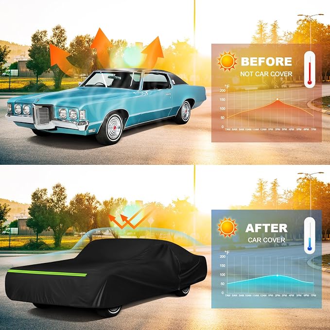 QUNSUNUS Waterproof Car Cover for Pontiac Grand Prix 1962-1977, Outdoor Car - Image 6