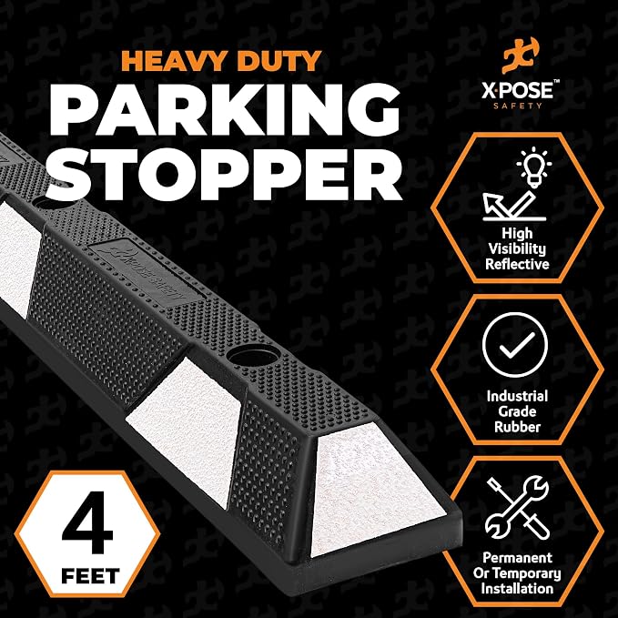 Xpose Safety 48" Heavy Duty Rubber Parking Stopper – 10 Pack Wheel Blocks - Image 2