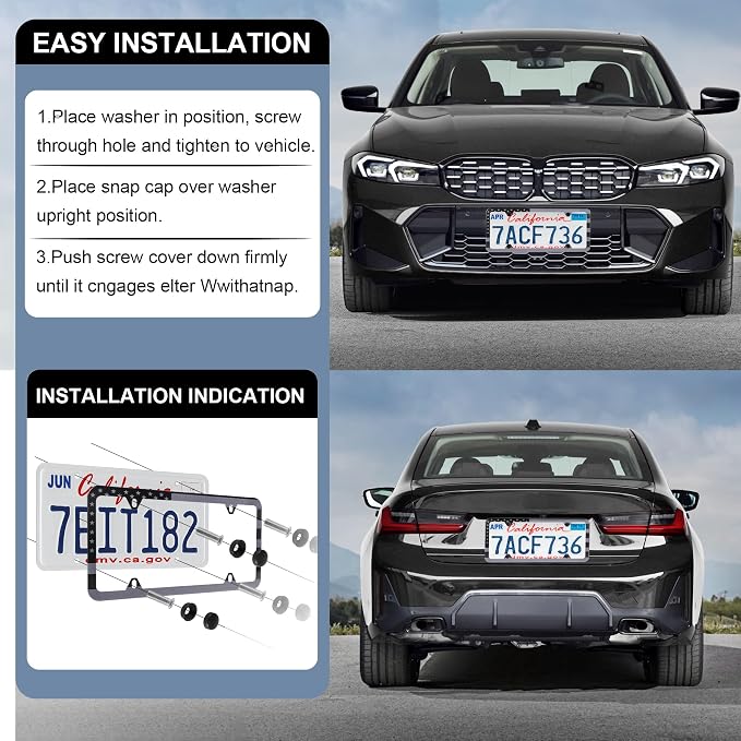 LivTee American Flag License Plate Frames, 4 Holes Stainless Steel License - Image 5