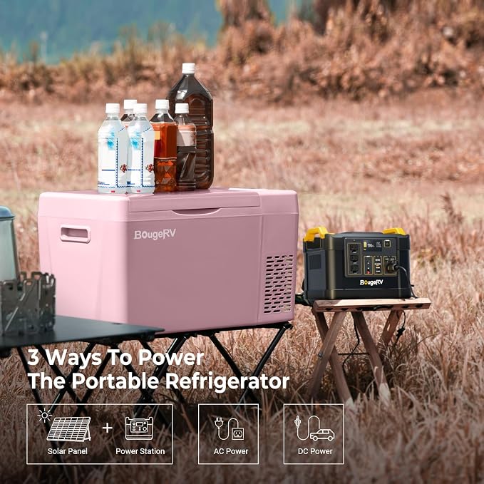 BougeRV Pink 23Quart Portable Refrigerator, 12 Volt Fridge 22L, Portable - Image 5