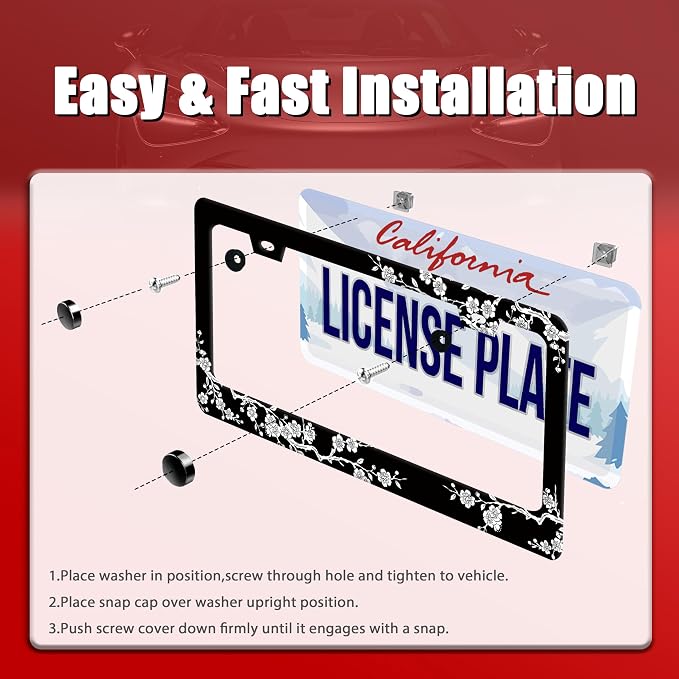 Cherry Blossoms License Plate Frame Beautiful Floral License Plate Frames - Image 3