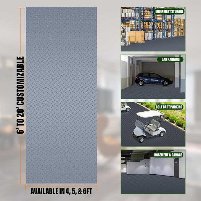 SEAL 5 x 15 Ft Premium Garage Floor Mat, Solid 2.8mm Thick Gray Commercial - Image 2