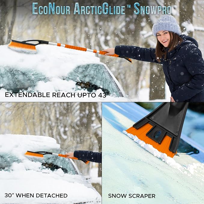 EcoNour 43" Ice Scrapers for Car Windshield Extendable | 3 Parts Detachable - Image 2