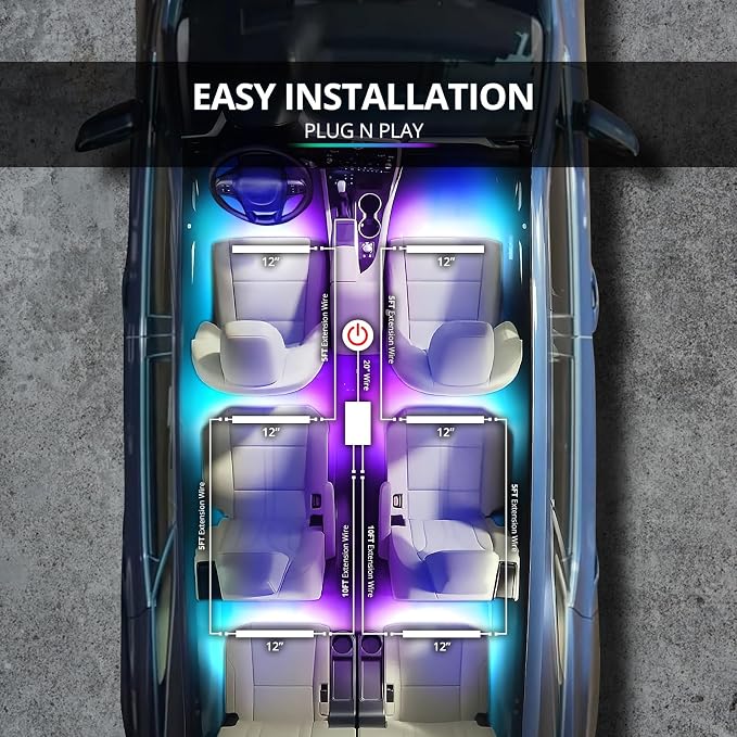 OPT7 Aura DreamColor RGB-IC Car Interior Ambient Light, Color Chasing Light Kit - Image 4