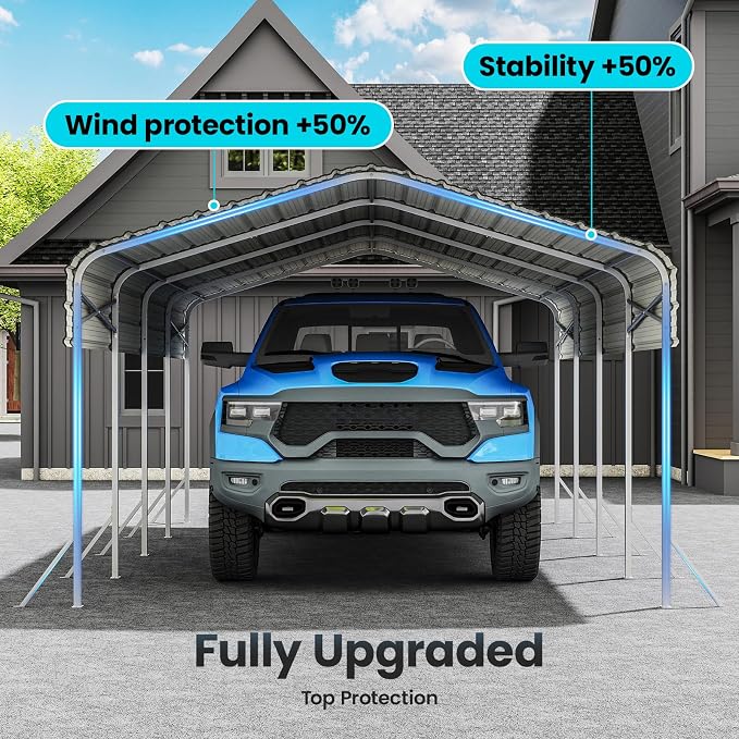 Heavy Duty Metal Carport – Sturdy Structure, All-Weather Protection, Easy - Image 4