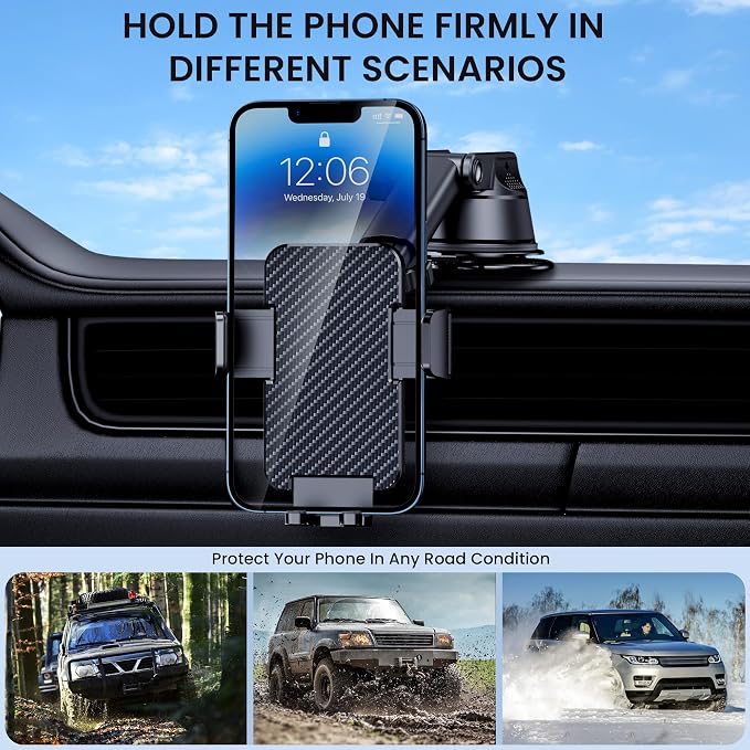 Phone Holder Car Cell Phone Car Holder 3 in 1 Dashboard Windshield Air Vent - Image 7