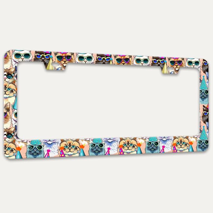 Funny Cat License Plate Frame Pet Cartoon License Plate Holders Stainless Steel - Image 7