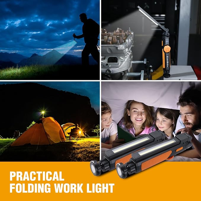 EverBrite 2 Pack LED Rechargeable Work Light, 800LM COB Foldable Flashlight - Image 8