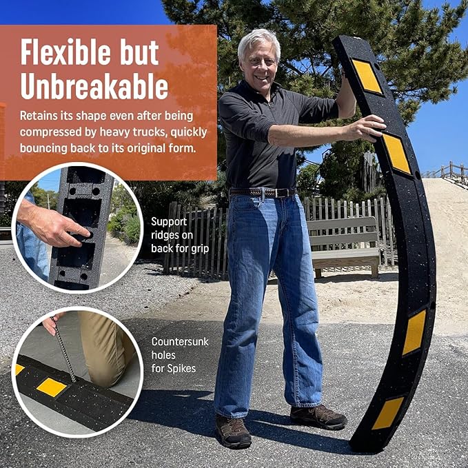 SmartSign Rubber Parking Curb, Heavy Duty Parking Stops - Image 4