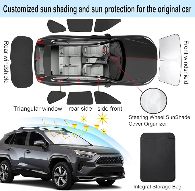 TINGLU Window Shades for Toyota RAV4 2019-2024 2025 Accessories Car Side Full - Image 3