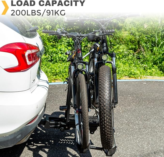 2 Bike Rack Hitch Mount, 200 lbs Electric Bicycle Carrier Rack Platform Style - Image 7