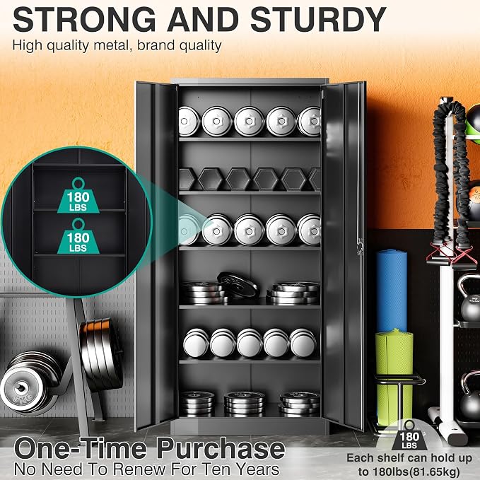 SISESOL Wide & Deep Metal Storage Cabinet - Image 5