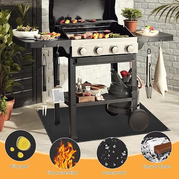 Under Grill Mat for Outdoor Grilling, 70 x 48 inches Double-Sided Fireproof - Image 5