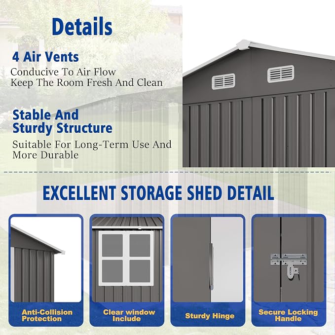 8X10 FT Outdoor Storage Shed - Image 5