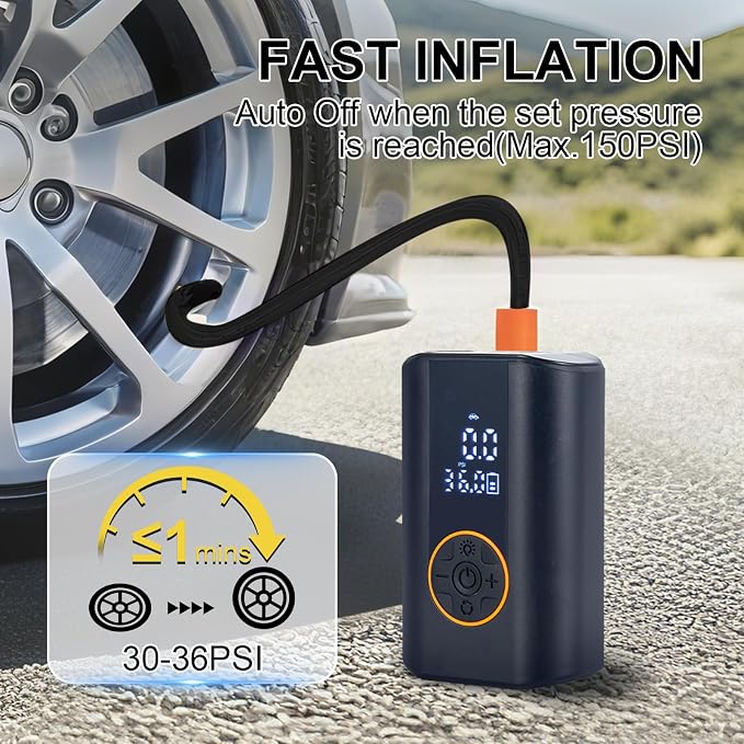 Tire Inflator Portable Air Compressor Cordless Rechargeable Mini Air Pump - Image 2