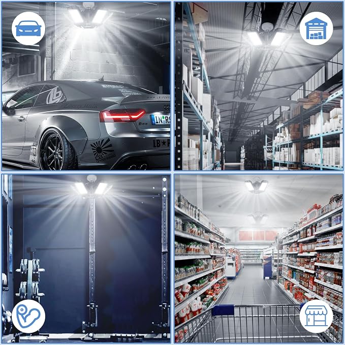LED Garage Lights 4 Pack -180W, 18000LM 6500K Led Shop Light - Image 7