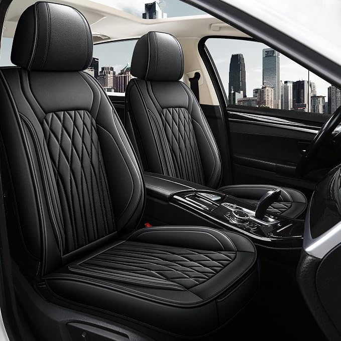 Pariitadin Leather Car Seat Covers Front Pair, Waterproof Faux Leather Seat by Pariitadin