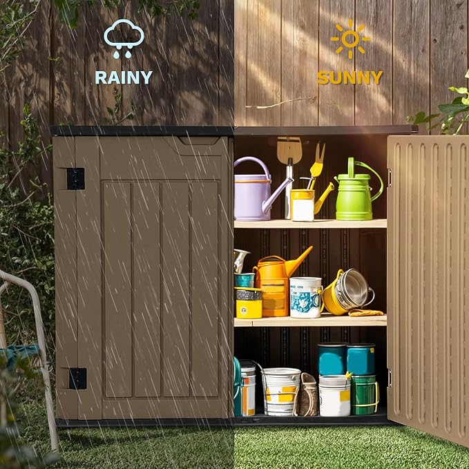 DWVO 47 cu ft Spacious Horizontal Storage Unit, Outdoor Resin Tool Locker - Image 3