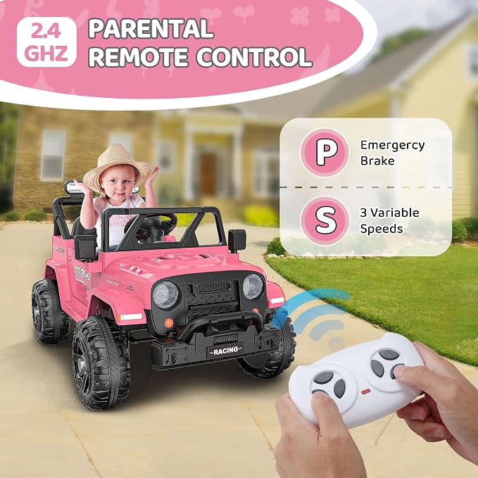 12V Ride On Truck Car with Remote Control, Kids Electric Vehicles with - Image 3