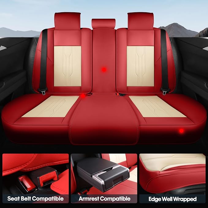 AOOG Car Seat Covers Full Set, Leather Seat Covers - Image 3