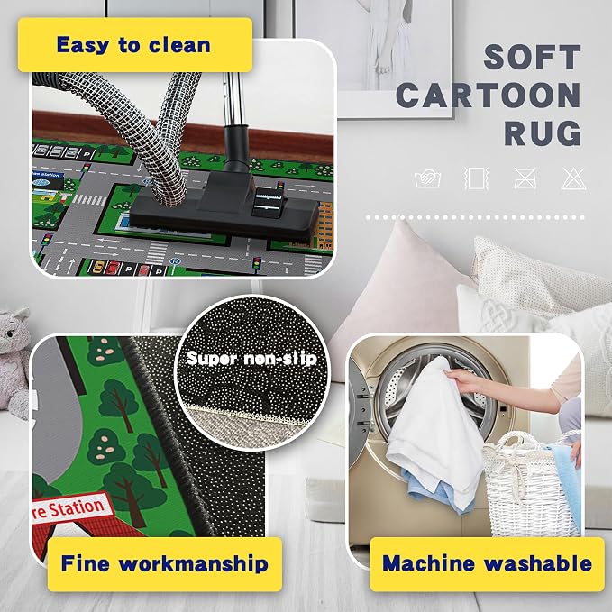 Play Mat 5'x 6'6" Car Rugs for Kids Toy Cars Kids Carpet City Pretend Play - Image 5